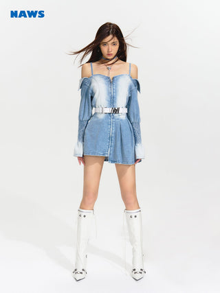 [NAWS] Coastal Garden Strap Denim Dresses