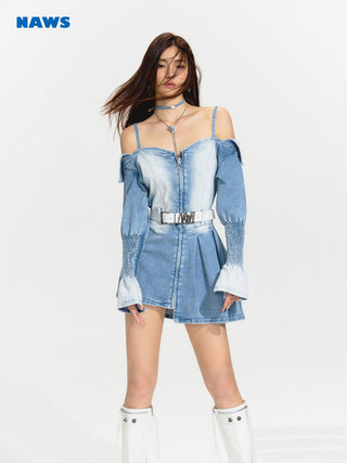 [NAWS] Coastal Garden Strap Denim Dresses