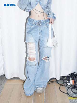 [NAWS] Heavy wear straight torn jeans