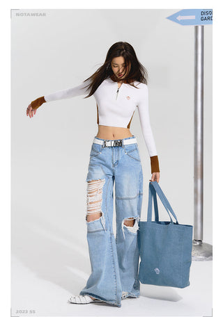 [NAWS] Heavy wear straight torn jeans