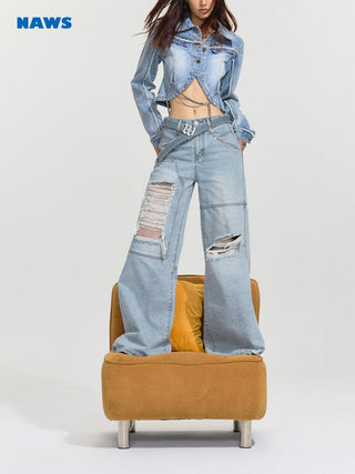 [NAWS] Heavy wear straight torn jeans