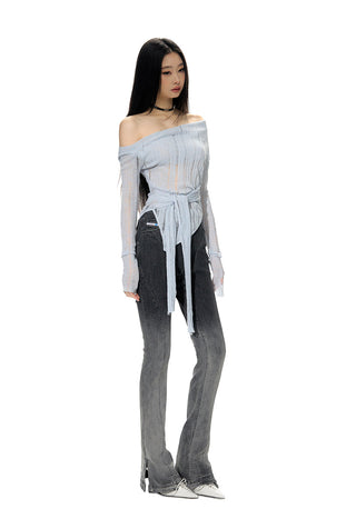 [NAWS] Gradient Side Slit Stretch Denim Pants