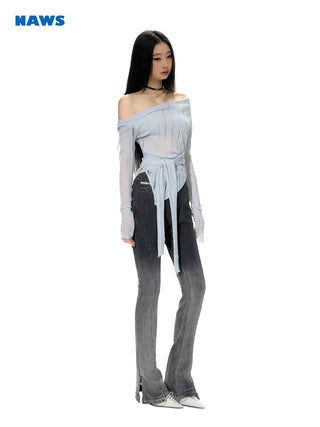[NAWS] Gradient Side Slit Stretch Denim Pants