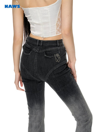 [NAWS] Gradient Side Slit Stretch Denim Pants