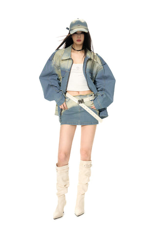 [NAWS] Gradient Denim Short Skirt