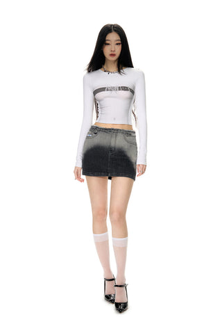 [NAWS] Gradient Denim Short Skirt