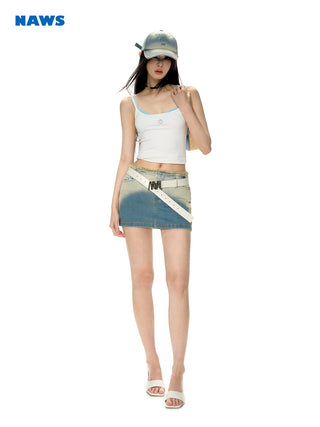 [NAWS] Gradient Denim Short Skirt