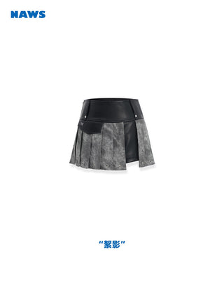 [NAWS] Bikercore  Pleated Leather Skirt
