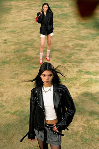 [NAWS] Bikercore black motorcycle leather jacket