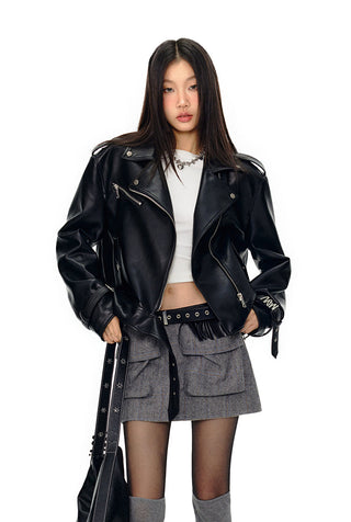 [NAWS] Bikercore black motorcycle leather jacket