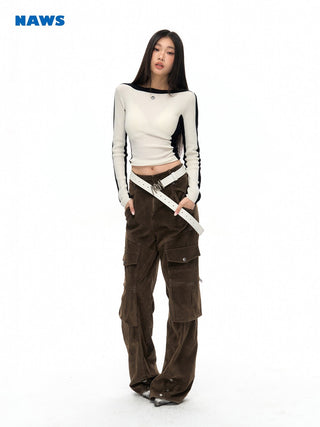 [NAWS] Contrast color slim knit sweater
