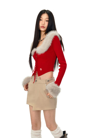 [NAWS] Fox fur detachable tie two-wear sweater