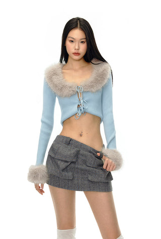 [NAWS] Fox fur detachable tie two-wear sweater