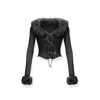 [NAWS] Fox fur detachable tie two-wear sweater