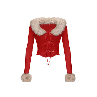 [NAWS] Fox fur detachable tie two-wear sweater