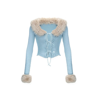 [NAWS] Fox fur detachable tie two-wear sweater