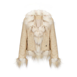 [NAWS] Gradient tie-dye waist stitching fur jacket
