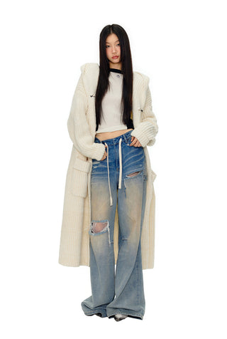 [NAWS] Long hooded oversized sweater jacket