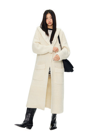 [NAWS] Long hooded oversized sweater jacket