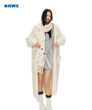 [NAWS] Long hooded oversized sweater jacket