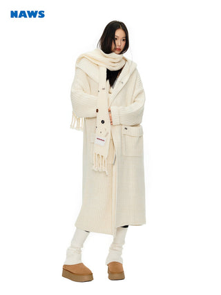 [NAWS] Long hooded oversized sweater jacket