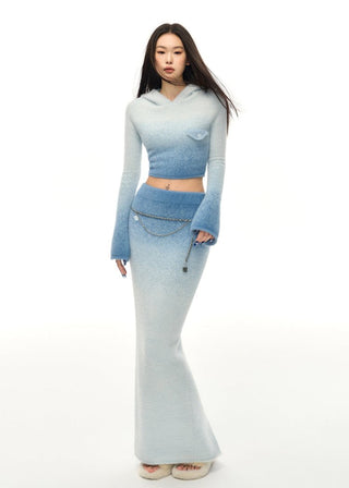 [NAWS] Gradient color hooded knitted suit