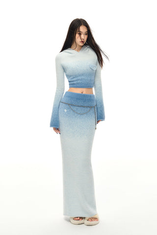 [NAWS] Gradient color hooded knitted suit