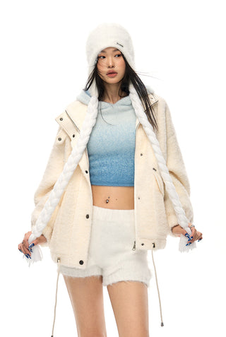 [NAWS] Gradient color hooded knitted suit