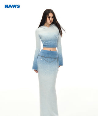 [NAWS] Gradient color hooded knitted suit