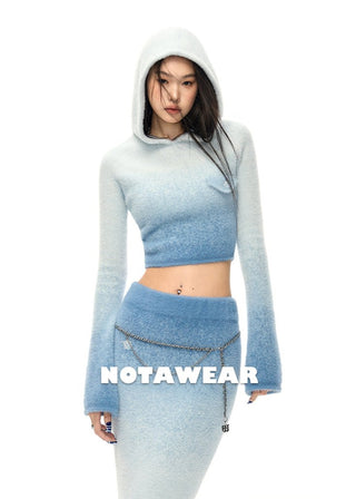 [NAWS] Gradient color hooded knitted suit