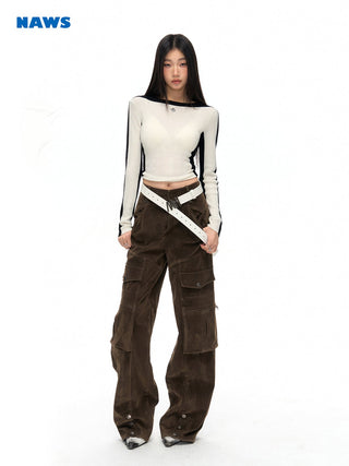 [NAWS] Frosted leather casual straight overalls