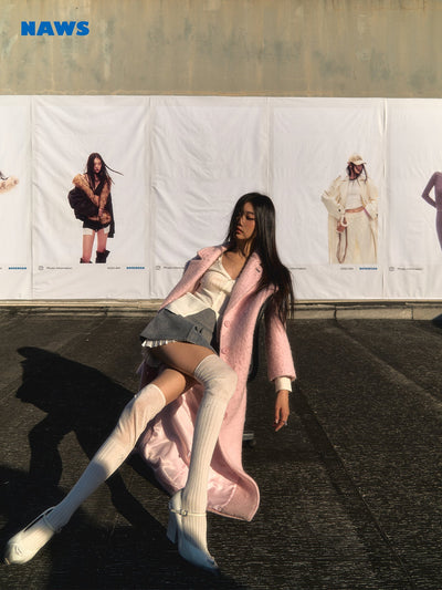 [NAWS] Woolen long pink coat