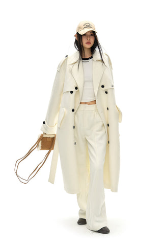 [NAWS] Double-breasted woolen windbreaker coat  jacket