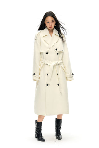 [NAWS] Double-breasted woolen windbreaker coat  jacket