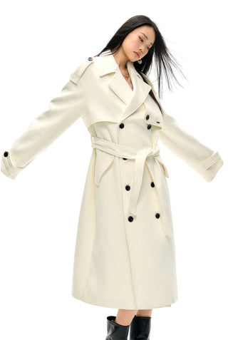 [NAWS] Double-breasted woolen windbreaker coat  jacket