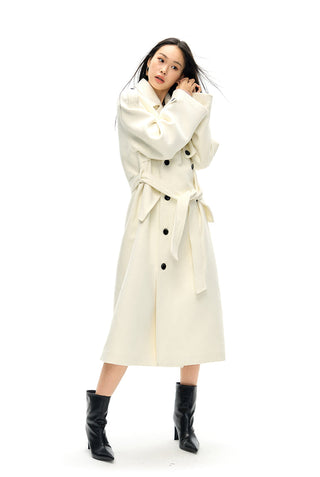 [NAWS] Double-breasted woolen windbreaker coat  jacket