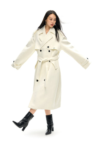[NAWS] Double-breasted woolen windbreaker coat  jacket