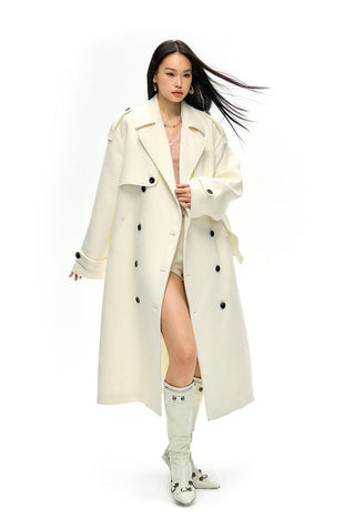 [NAWS] Double-breasted woolen windbreaker coat  jacket