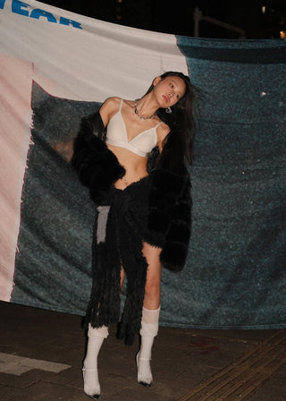 [NAWS] Layered fur jacket black