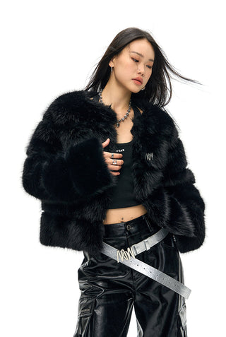 [NAWS] Layered fur jacket black