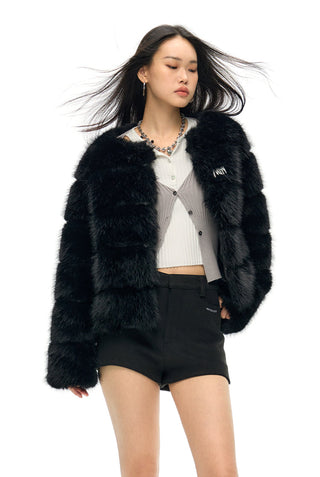 [NAWS] Layered fur jacket black