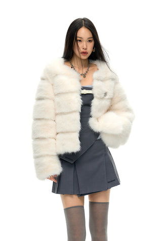 [NAWS] Layered fur jacket black