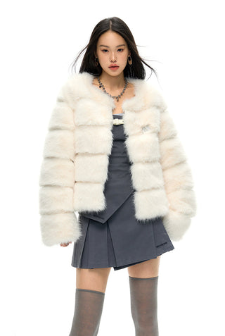[NAWS] Layered fur jacket black