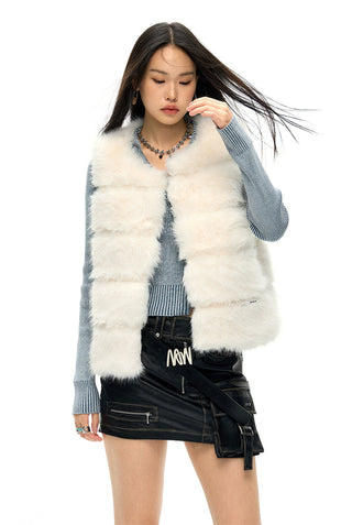 [NAWS] Layered fur jacket black