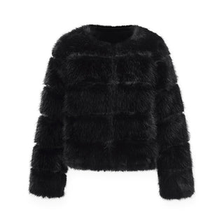 [NAWS] Layered fur jacket black