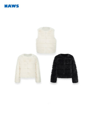 [NAWS] Layered fur jacket black