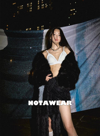 [NAWS] Layered fur jacket black