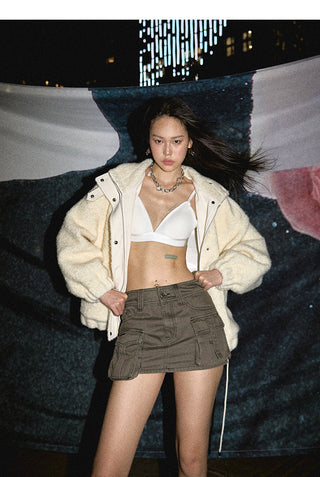 [NAWS] Half-high collar wool bouclé coat