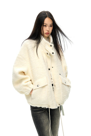 [NAWS] Half-high collar wool bouclé coat