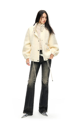 [NAWS] Half-high collar wool bouclé coat